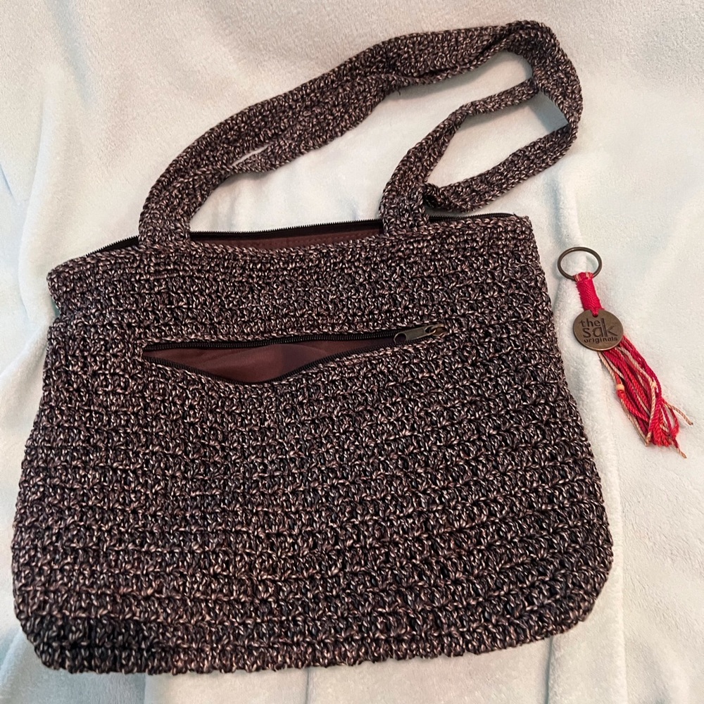 The SAK -NWOT Woven Brown, Black, White Textured Bag